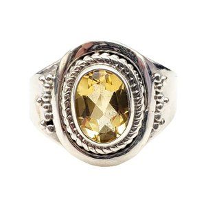 Citrine Sterling Silver Ring Yellow Gemstone Size 8